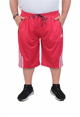 Erkek Büyük Beden Likralı Şort Damla Desen 24637 KIRMIZI