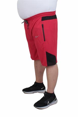 Erkek Büyük Beden Likralı Şort Damla Desen Dri Fit Nk 24639 KIRMIZI