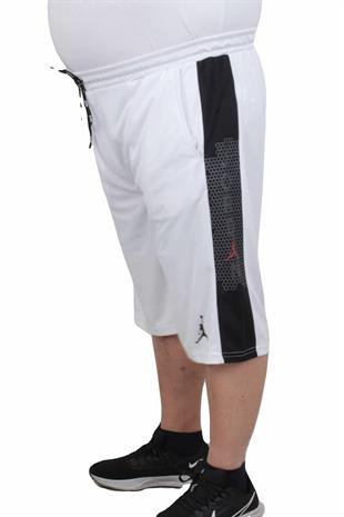 Erkek Büyük Beden Likralı Şort Damla Desen NKE 24638 BEYAZ