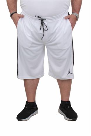 Erkek Büyük Beden Likralı Şort Damla Desen NKE 24638 BEYAZ