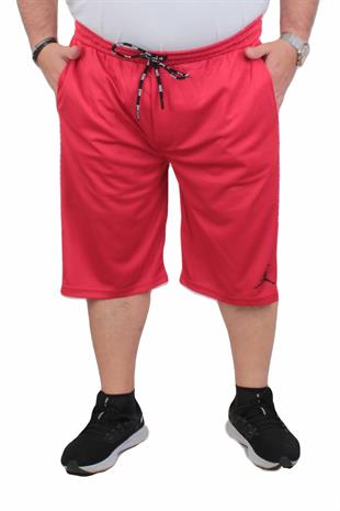 Erkek Büyük Beden Likralı Şort Damla Desen NKE 24638 KIRMIZI