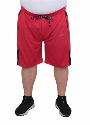 Erkek Büyük Beden Likralı Şort Damla Desen Dri Fit Nk 24639 KIRMIZI