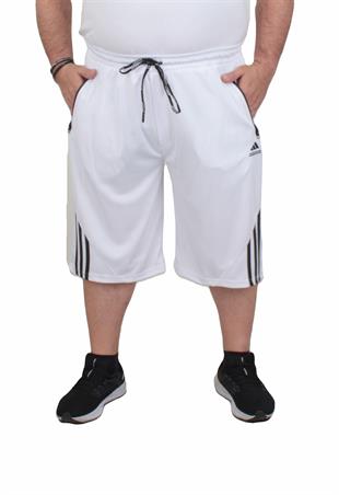 Erkek Büyük Beden Likralı Şort Damla Desen 24637 BEYAZ