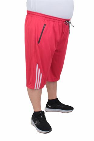 Erkek Büyük Beden Likralı Şort Damla Desen 24637 KIRMIZI