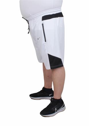 Erkek Büyük Beden Likralı Şort Damla Desen Dri Fit Nk 24639 BEYAZ