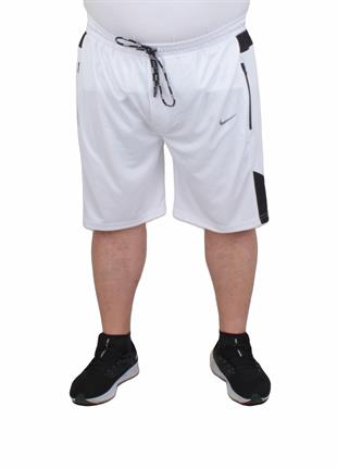 Erkek Büyük Beden Likralı Şort Damla Desen Dri Fit Nk 24639 BEYAZ