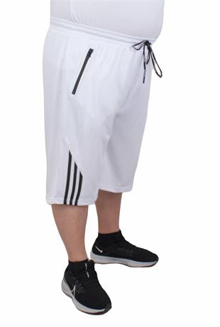 Erkek Büyük Beden Likralı Şort Damla Desen 24637 BEYAZ