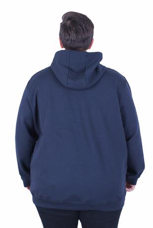 Erkek Büyük Beden Kapüşonlu Sweat Double Face DSQ 25712 LACIVERT