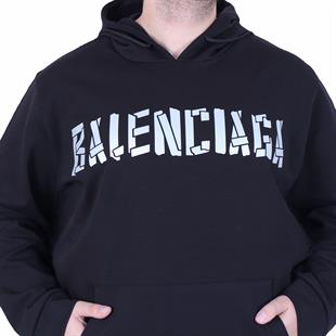 Erkek Büyük Beden Kapüşonlu Sweat Double Face Blnciaga 25708 SIYAH