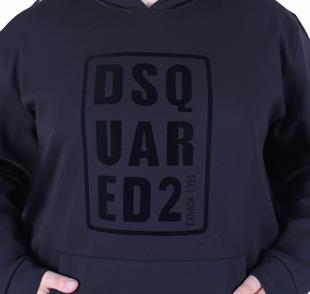 Erkek Büyük Beden Kapüşonlu Sweat Double Face DSQ 25712 SIYAH