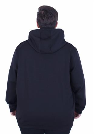 Erkek Büyük Beden Kapüşonlu Sweat Double Face DSQ 25712 SIYAH