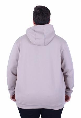 Erkek Büyük Beden Kapüşonlu Sweat Double Face Blnciaga 25708 BEJ