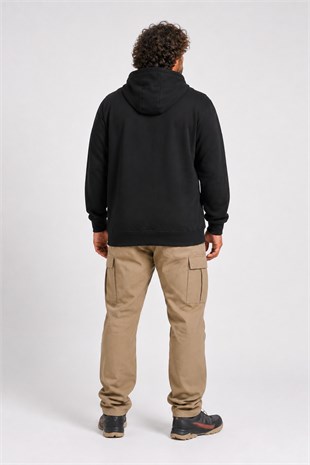 Erkek Büyük Beden Kapüşonlu Sweat Double Face DSQ 25712 SIYAH