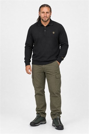 Erkek Büyük Beden Polo Yaka Sweat LV 24406 SIYAH