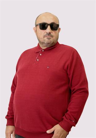 Erkek Büyük Beden Polo Yaka Sweat Tmy.24402 BORDO
