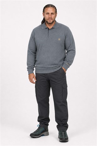 Erkek Büyük Beden Polo Yaka Sweat LV 24406 ANTRASIT