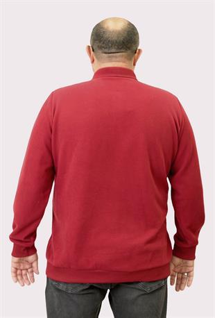 Erkek Büyük Beden Polo Yaka Sweat Tmy.24402 BORDO