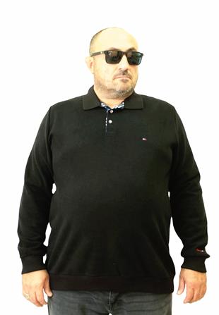 Erkek Büyük Beden Polo Yaka Sweat Tmy.24402 SIYAH