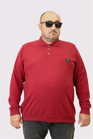 Erkek Büyük Beden Polo Yaka Sweat PRD 24405 BORDO