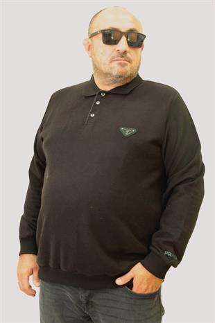Erkek Büyük Beden Polo Yaka Sweat PRD 24405 SIYAH