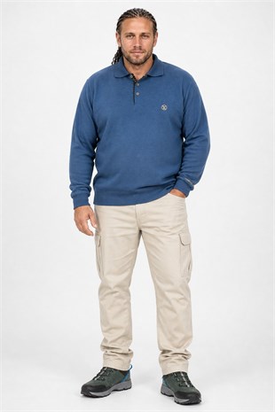 Erkek Büyük Beden Polo Yaka Sweat LV 24406 Marin