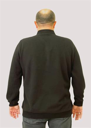 Erkek Büyük Beden Polo Yaka Sweat PRD 24405 SIYAH