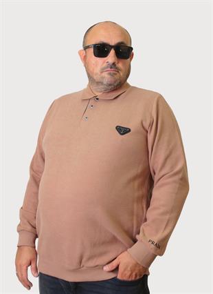 Erkek Büyük Beden Polo Yaka Sweat PRD 24405 S.KAHVE