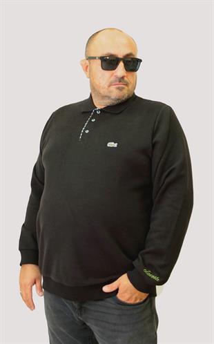 Erkek Büyük Beden Polo Yaka Sweat Lcs.24401 SIYAH