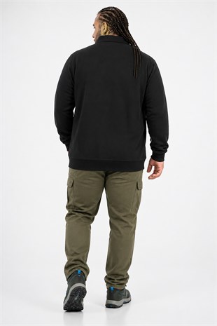 Erkek Büyük Beden Polo Yaka Sweat LV 24406 SIYAH