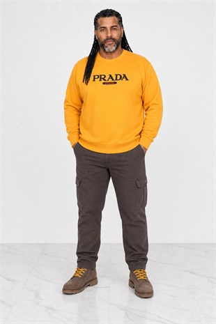 Erkek Büyük Beden Sıfır Yaka 3ip Sweat PRD 24207 HARDAL