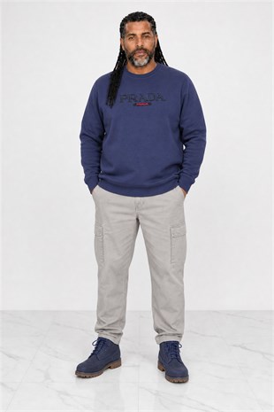 Erkek Büyük Beden Sıfır Yaka 3ip Sweat PRD 24207 INDIGO
