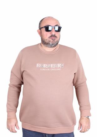 Erkek Büyük Beden Sıfır Yaka 3ip Sweat BRB 24201 S.KAHVE