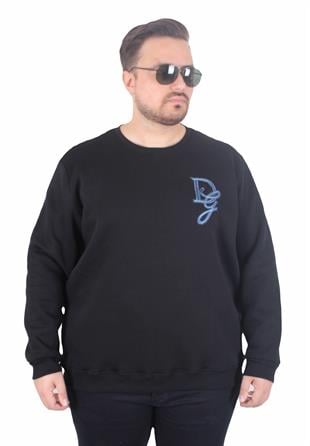 Erkek Büyük Beden Bisiklet Yaka 3ip Sweat D&G 25722 SIYAH