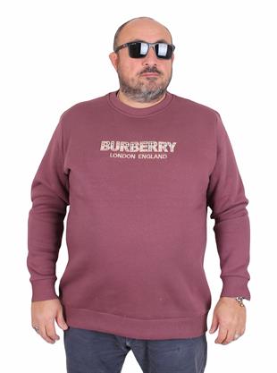 Erkek Büyük Beden Sıfır Yaka 3ip Sweat BRB 24201 Eflatun