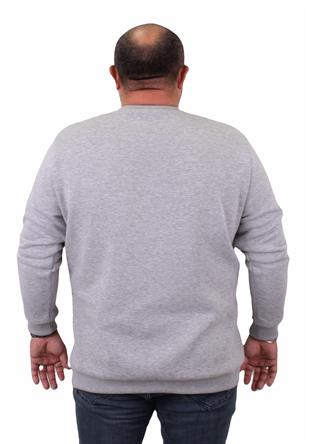 Erkek Büyük Beden Sıfır Yaka Sweat DG 23207 GRI MELANJ