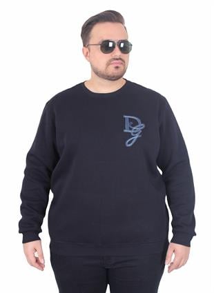 Erkek Büyük Beden Bisiklet Yaka 3ip Sweat D&G 25722 LACIVERT