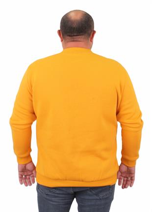 Erkek Büyük Beden Sıfır Yaka Sweat DG 23207 HARDAL