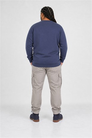 Erkek Büyük Beden Sıfır Yaka 3ip Sweat PRD 24207 INDIGO