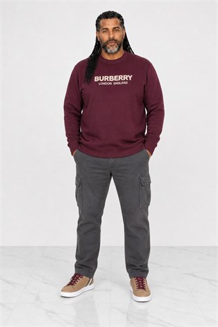 Erkek Büyük Beden Sıfır Yaka 3ip Sweat BRB 24201 MURDUM