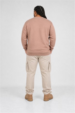 Erkek Büyük Beden Sıfır Yaka 3ip Sweat PRD 24207 S.KAHVE