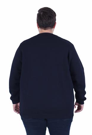 Erkek Büyük Beden Bisiklet Yaka 3ip Sweat Blnciaga 25724 LACIVERT