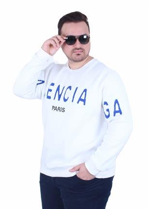 Erkek Büyük Beden Bisiklet Yaka 3ip Sweat Blnciaga 25724 EKRU