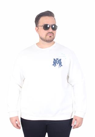 Erkek Büyük Beden Bisiklet Yaka 3ip Sweat AMR 25723 EKRU