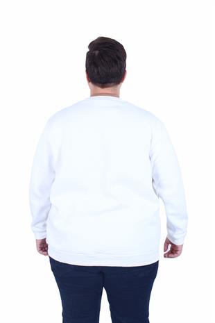 Erkek Büyük Beden Bisiklet Yaka 3ip Sweat Blnciaga 25724 EKRU