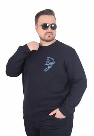 Erkek Büyük Beden Bisiklet Yaka 3ip Sweat D&G 25722 LACIVERT