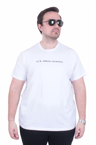 Erkek Büyük Beden Sıfır Yaka Tişört EA 26114 BEYAZ
