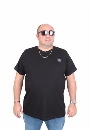 Erkek Büyük Beden Sıfır Yaka Tişört Arm Ex 25112 SIYAH