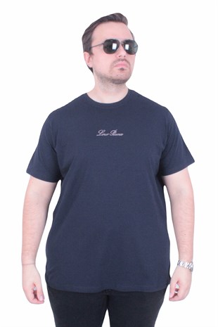 Erkek Büyük Beden Sıfır Yaka Tişört LPIA 26107 LACIVERT