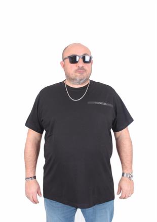 Erkek Büyük Beden Sıfır Yaka Tişört Mnclr 25128 SIYAH