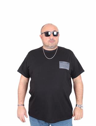 Erkek Büyük Beden Sıfır Yaka Tişört Vrs 25117 SIYAH
